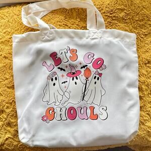 Let's Go Ghouls Ghost Halloween Tote Bag, Reusable Bag, Book Bag, Funny Tote Bag